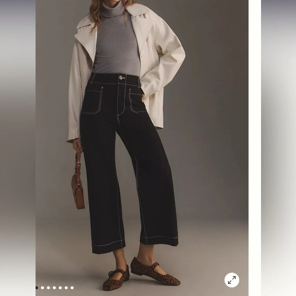 New - Mauve Black Wide-Leg Pants - Picture 1 of 5